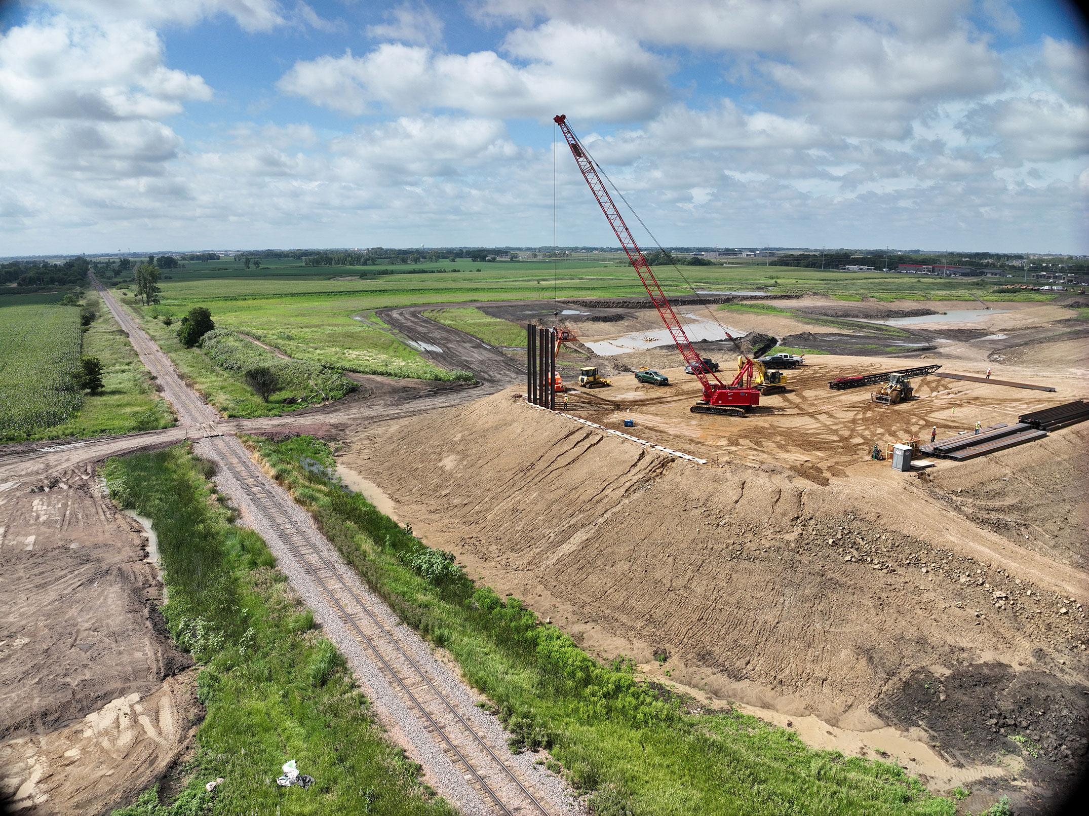 Drone view of construction area. New roadway starting to take shape.