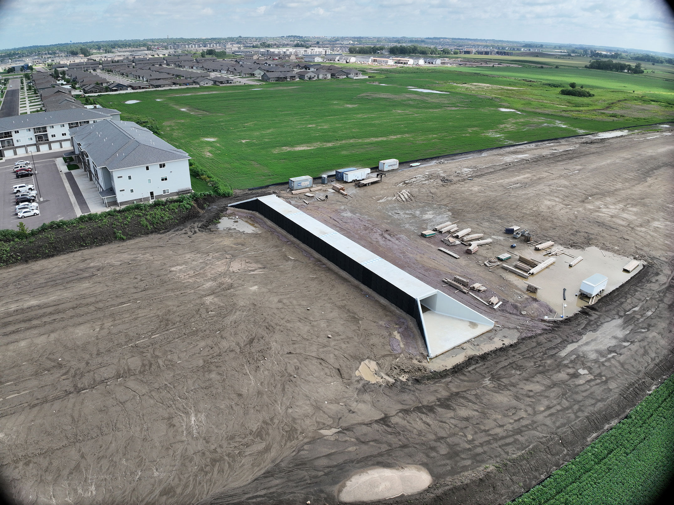 Drone view of construction area. 